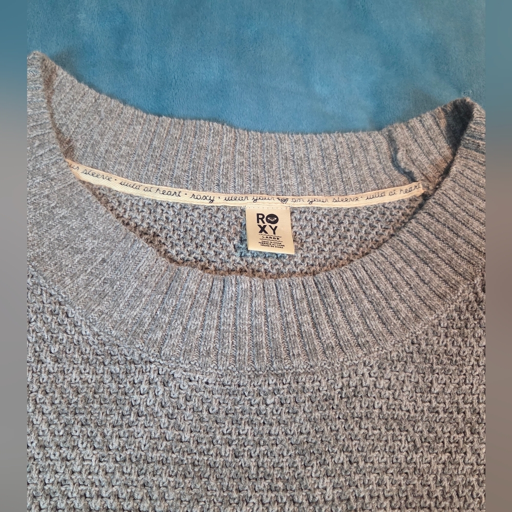 Roxy Heather Gray Knit Mini Dress W/tie waist - Picture 11 of 14